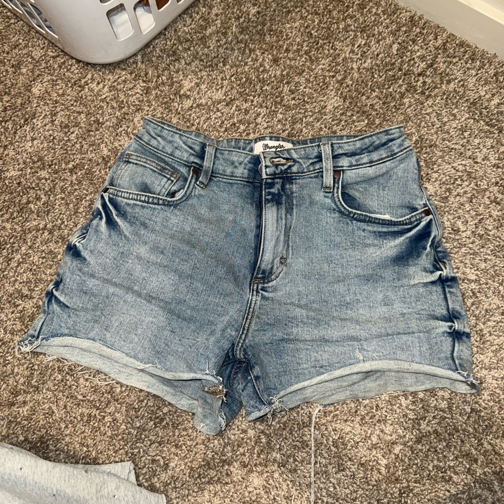 Wrangler Blue Jean Shorts with Distressed Details